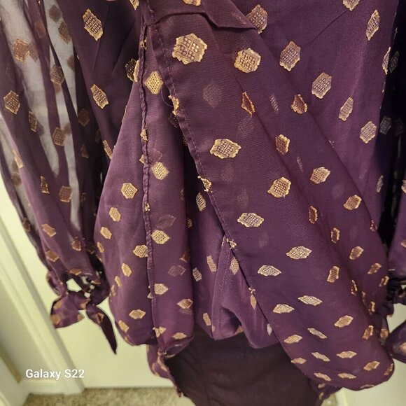 Calvin Klein Maroon and Gold Baby doll dress. NWT. Size 12 - Picture 9 of 12